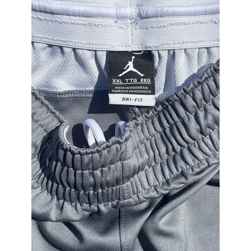 Vtg Y2K Nike Air Jordan Dri-Fit athletic pant zipper ankle 2XL grey white stripe